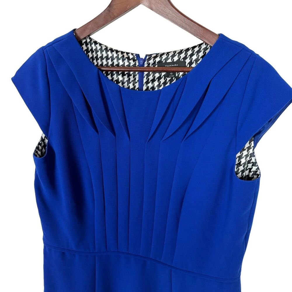 Tahari Arthur Levine Royal Blue Cap Sleeve Dress Women's 10 - Picture 2 of 7